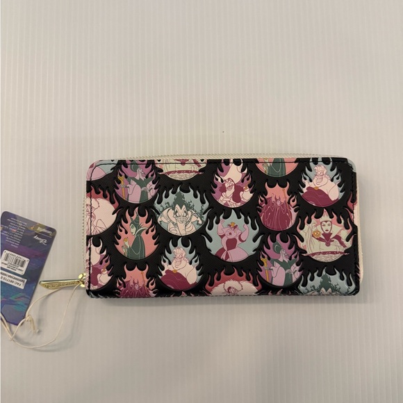 Loungefly Disney Villains Pastel Flames Zip Around Wallet NWT - Picture 2 of 7
